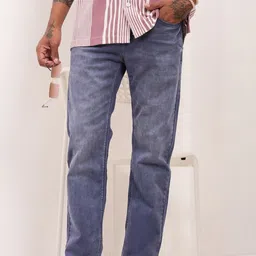 SHOWOFFFF Men Comfort Straight Fit Low-Rise Light Fade Acid Wash Stretchable Jeans-picture-37