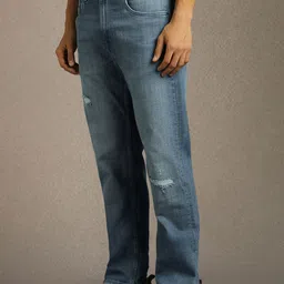 Louis Philippe Jeans Men Slim Fit Mid-Rise Mildly Distressed Light Fade Jeans image 5