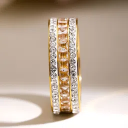Rubans Voguish 18K Gold Plated Stainless Steel Tarnish Free Waterproof Zirconia Band Ring-picture-19