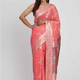 HERE&NOW Woven Design Zari Linen Blend Handloom Saree-picture-39