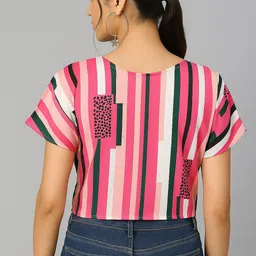 preet Casual Cap Sleeves Printed Women Pink Top image 2