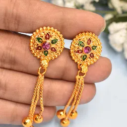 MEIRA JEWELLERY Artificial Stones Studded Circular Shaped Drop Earrings-picture-22