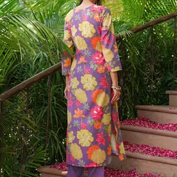 AHIKA Women Floral Printed Kurta with Trouser & Dupatta image 3