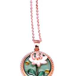 ADC SHEMONA Gold-Plated Artificial Stones Studded Circular Lotus Pendant with Chain-picture-28