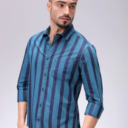 The Indian Garage Co Men Slim Fit Multi Stripes Opaque Striped Casual Shirt image 5