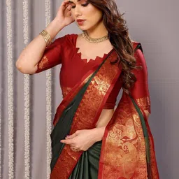 Vastravatika Ethnic Motifs Zari Art Silk Banarasi Saree image 4