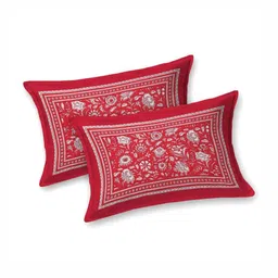 Myntra Elegant Homes Red & White Floral Cotton 180TC Double King Bedsheet Set-2.75mx2.25m image 2