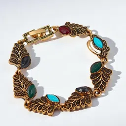 SAPRAA TRENDS Gold-Plated Artificial Stones Studded Wraparound Bracelet-picture-33
