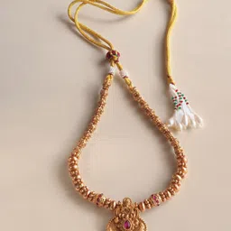 inc63-for elites Gold- Plated Laxmi Pendant Stone Studded Necklace & Earrings image 3