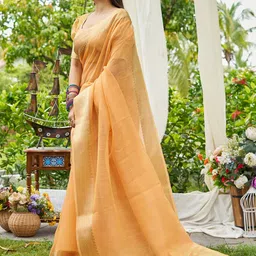 all about you Woven Design Zari Border Saree image 3