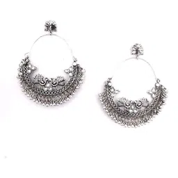 Yash Jewels Emporiums Silver-Plated Oxidized Peacock Shaped Chandbalis-image-6