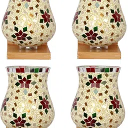 1ST TIME Multicoloured & Multicoloured Textured Wood Traditional Frustum Shaped Wall Lamp image 3