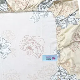 Myntra Elegant Homes Cream-Coloured Printed 300 TC Fitted King Bedsheet Set 2.5 x 2.25 m image 5