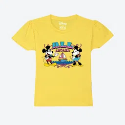 Wear Your Mind Girls Printed Puff Sleeves Pure Cotton Applique T-shirt-picture-26