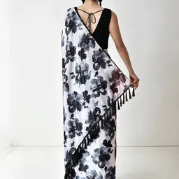 Mitera Floral Printed Chinon Saree image 3