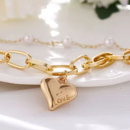 Shining Diva Fashion Gold-Plated Pearls Beaded Link Bracelet-image-36