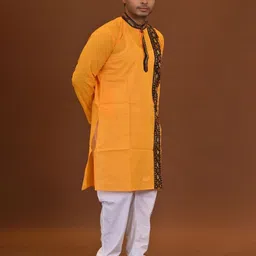 RAM SHYAM collection Men Ethnic Motifs Embroidered Mandarin Collar Kantha Work Kurta image 3
