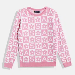 Allen Solly Junior Girls Floral Print Pullover with Fuzzy Detail-image-99
