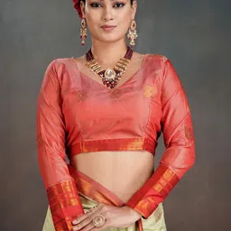 Mitera Woven Design Zari Silk Blend Kanjeevaram Saree image 3