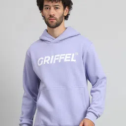 GRIFFEL Men Typography Printed Hood Fleece Pullover Sweatshirt-picture-34