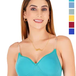 Liigne Pack Of 6 Full Coverage Lightly Padded T-shirt Bra with Transparent Strap-picture-40