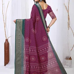 HERE&NOW Women Soft Cotton Kalamkari print with Jacquard Saree image 4