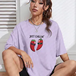 TOGS & TERRE Women Typography Printed Round Neck Cotton Oversized T-shirt-picture-16