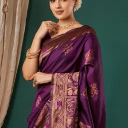 SANISA Ethnic Motifs Zari Silk Blend Handloom Saree image 2