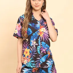 Enciger Tropical Printed Mandarin Collar Shirt With Shorts Co-Ords-picture-36