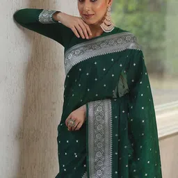 SANISA Ethnic Motifs Zari Silk Blend Handloom Saree image 2