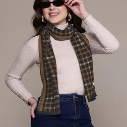 Cayman Women Checked Frayed Scarf-picture-27