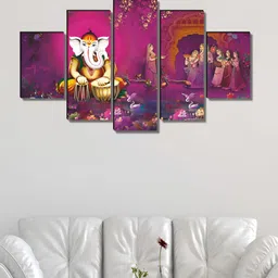 Myntra Elegant Homes White & Purple 5 Piece Wood Religious Wall Paintings-image-92