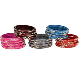 SOMIL Set Of 32 Stone-Studded & Beaded Bangles image 3