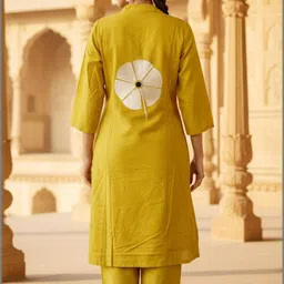 MINGORA Embroidered Pure Cotton Round Neck Top With Trousers Co-Ords Set image 2