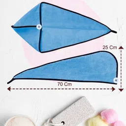 Softspun Microfiber Blue & Black Anti-Bacterial 300 GSM Hair Drying Wrap Towel image 2