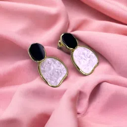 VATIYAANA Jewels Gold Plated Contemporary Shaped Drop Earrings-image-98