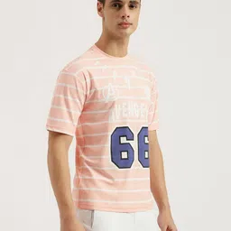 WRIGHTRACK Men Avengers Striped Round Neck Cotton Oversized T-shirt image 3