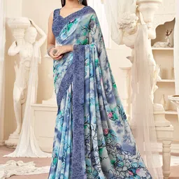 DIVASTRI Floral Poly Georgette Saree-picture-24
