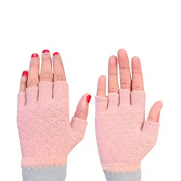 LOOM LEGACY Women Winter Woollen Fingerless Gloves-image-4