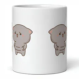 Mr UVD White & Grey Graphic Printed Ceramic Glossy Cups- 350 ml image 2