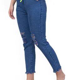Ira Collections Women Comfort Regular Fit Mid-Rise Mildly Distressed Stretchable Jeans image 2