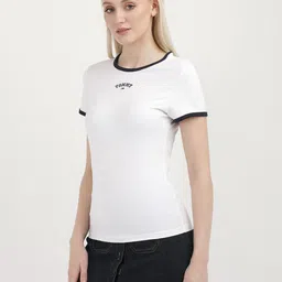 Tommy Hilfiger Women Typography Applique Slim Fit T-shirt image 3