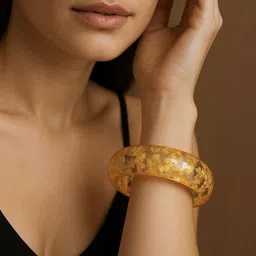 DressBerry set of 2 round shaped transparent minimal gold resin bangles image 3