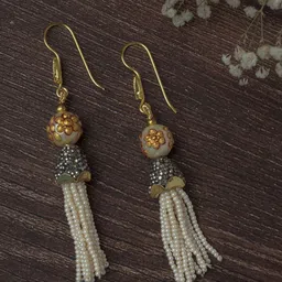 vivinia BY VIDHI MEHRA Gold-Plated Stones Studded & Beaded Spherical Shaped Drop Earrings-picture-21