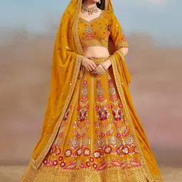 Zeel Clothing Embroidered Sequinned Semi-Stitched Lehenga With Blouse & Dupatta image 1