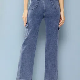 HERE&NOW Girls Comfort Straight Fit High-Rise Low Distress Heavy Fade Stretchable Jeans image 3