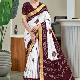 Panzora Bandhani Printed Zari Pure Cotton Saree-picture-14