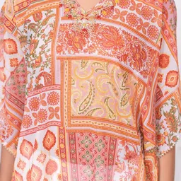JC4U Women Floral Printed Kaftan Kurta with Dhoti Pants image 3