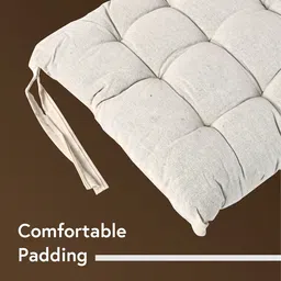 Kuber Industries Cream-Coloured 4 Pieces Cotton Comfort Chair Pads image 3