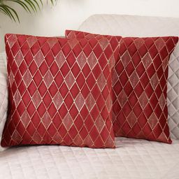 TANLOOMS Set Of 2 Maroon Velvet Square Cushion Covers-picture-18